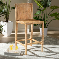 Baxton Studio Sofia-Natural-CS Baxton Studio Sofia Modern and Contemporary Natural Finished Wood and Rattan Counter Stool